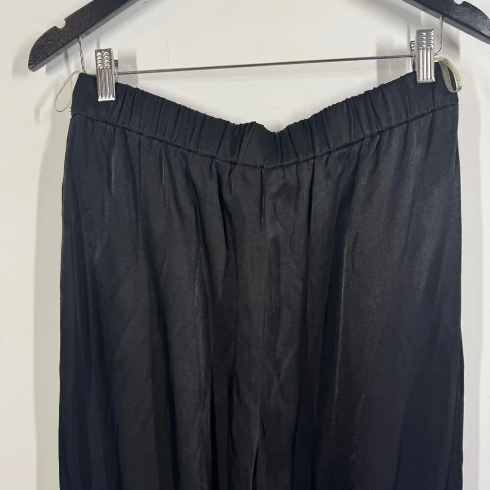 Mara’s Collection Black Satin Pants Size L Luxe Greek Made Relaxed Fit